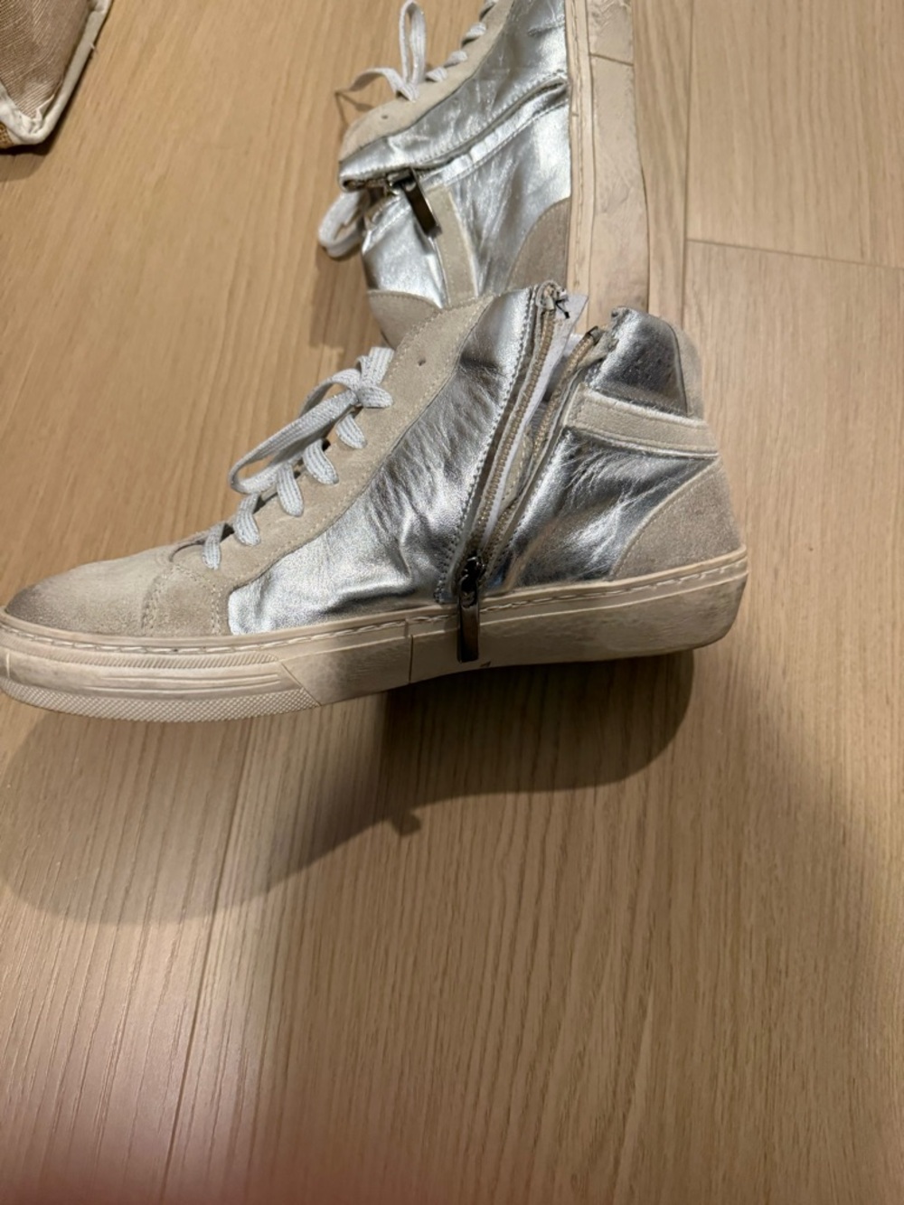 Women's Silver Metallic High-Top Sneakers